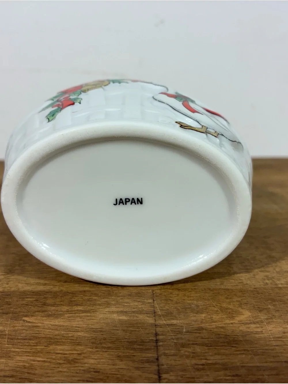 Vintage Jay Import Porcelain Mini Basket Goose Christmas Japan 14-5481F
